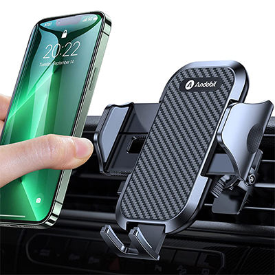 andobil Car Phone Holder [2022 Upgraded Super Sturdy Metal Clip] Ultra-Stable 360° Rotate Easy Clamp Cell Phone Mount Compatible with iPhone 13 12 Galaxy S21 and All 4”-7” Smartphone