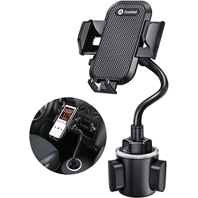 andobil Cup Holder Phone Mount for Car [Ultra Stable & Adjustable] [Easily Install & No Fall] Long Neck Cup Phone Holder for Car Truck Compatible with iPhone Samsung and All Phones & Thick Case